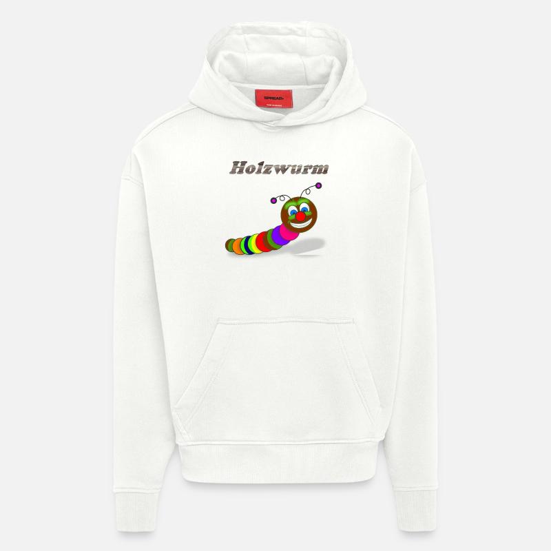 Conception de vers de bois - Sweat à capuche bio épais oversize fabriqué en UE - OFF WHITE