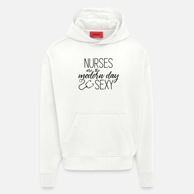 Infirmière - Sweat à capuche bio épais oversize fabriqué en UE - OFF WHITE