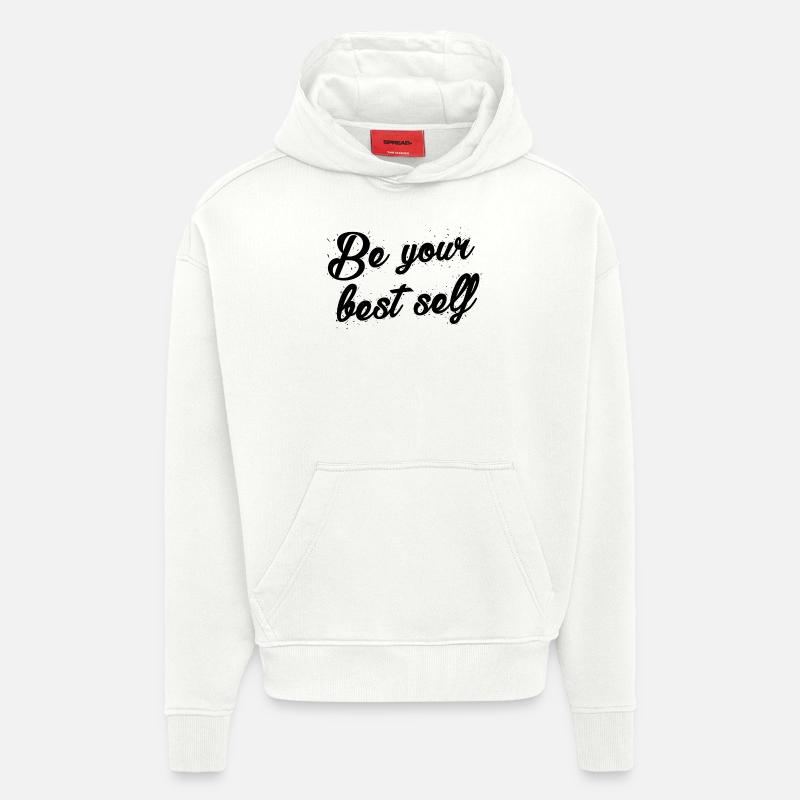 Motivation Déclaration phrase - Sweat à capuche bio épais oversize fabriqué en UE - OFF WHITE