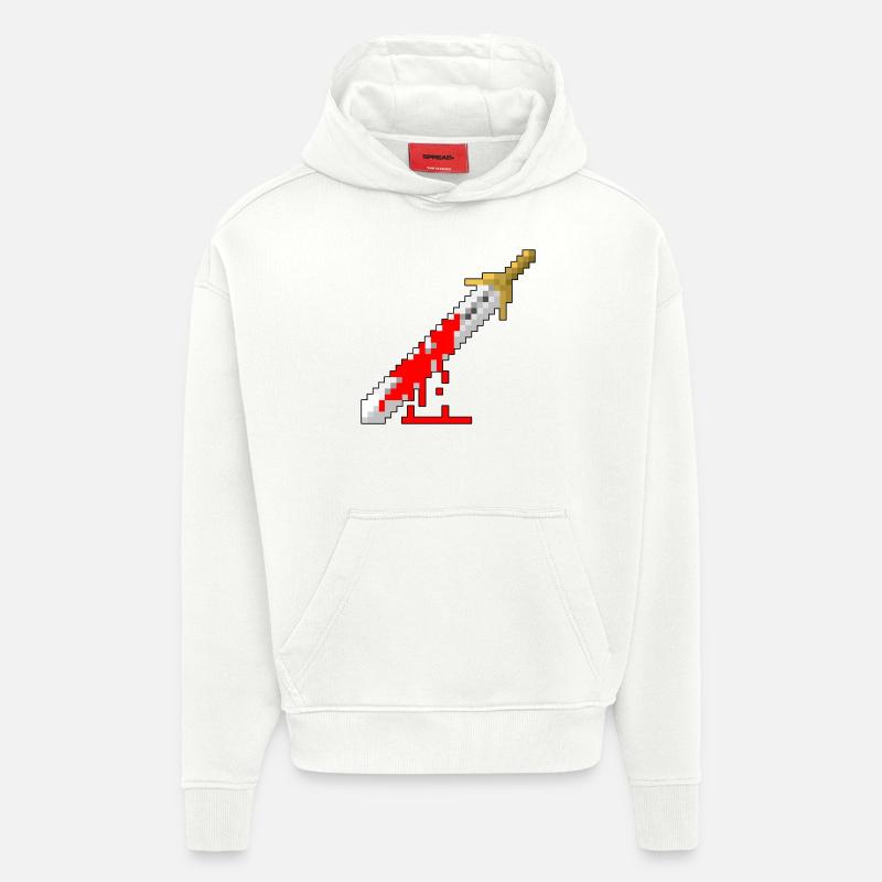Rétro épée - sanglant - Sweat à capuche bio épais oversize fabriqué en UE - OFF WHITE