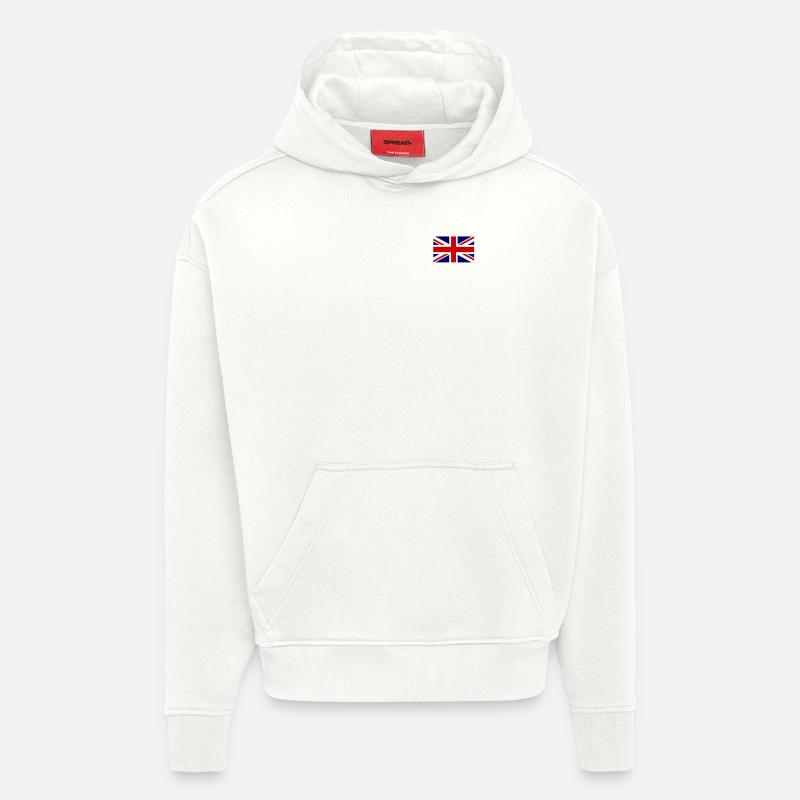 Drapeau de l'Angleterre - Sweat à capuche bio épais oversize fabriqué en UE - OFF WHITE
