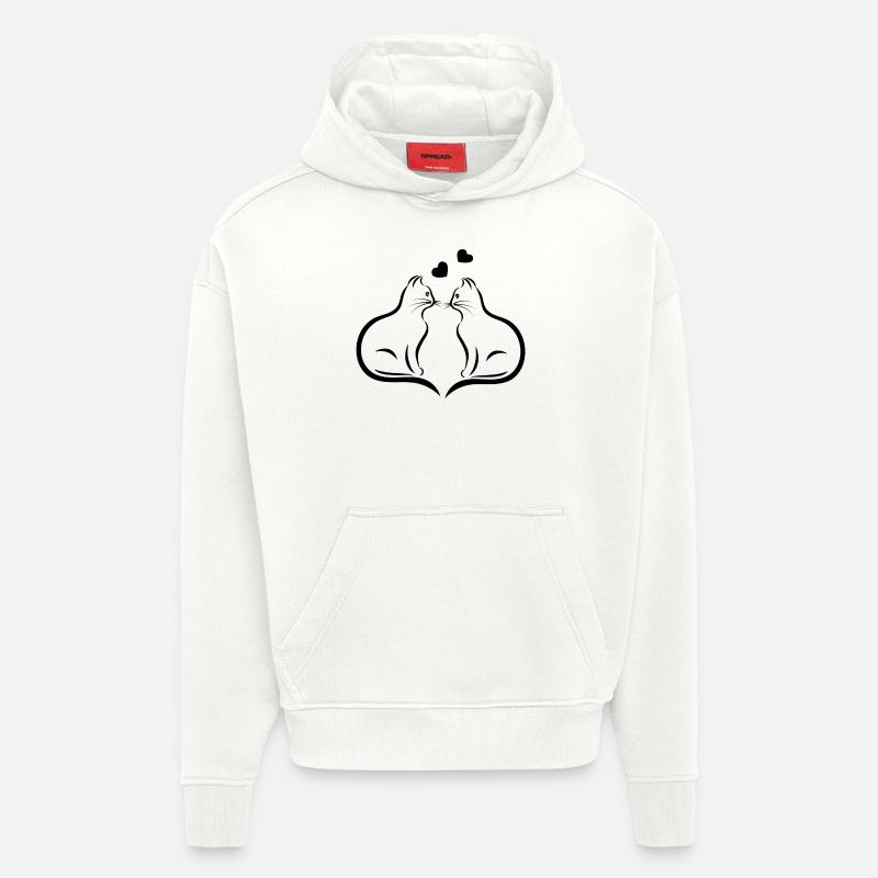 Deux chats - Sweat à capuche bio épais oversize fabriqué en UE - OFF WHITE