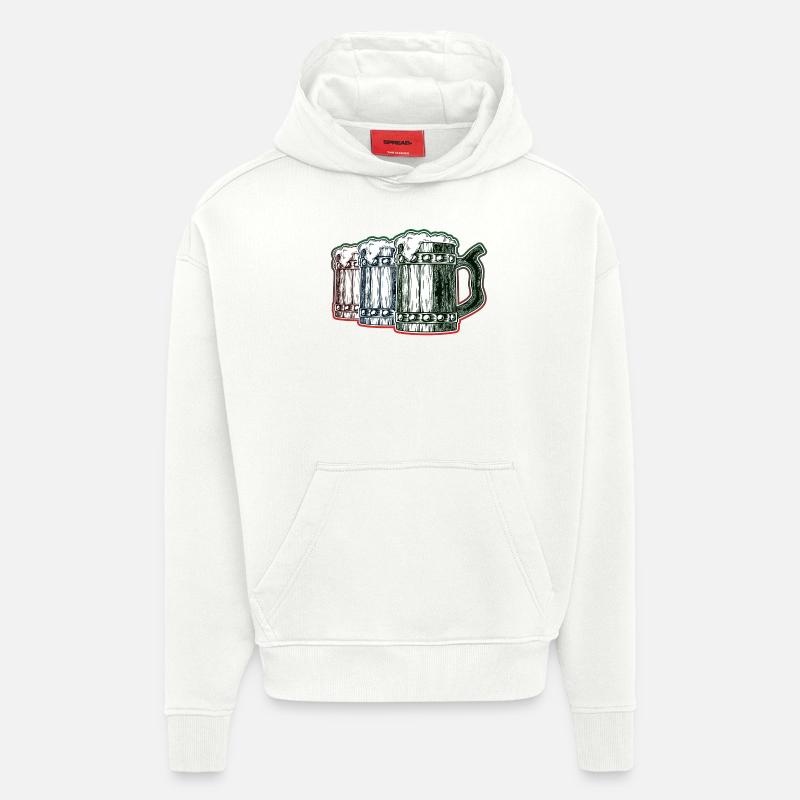 Chopes à bière - Sweat à capuche bio épais oversize fabriqué en UE - OFF WHITE