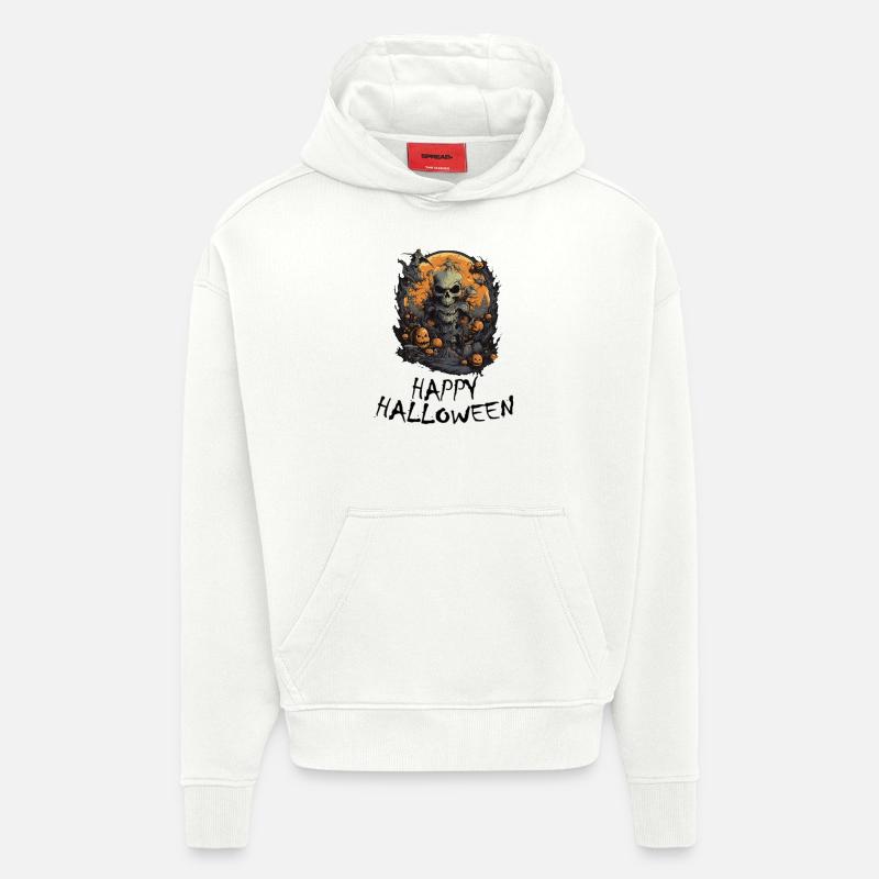 Halloween - Joyeux Halloween - Sweat à capuche bio épais oversize fabriqué en UE - OFF WHITE