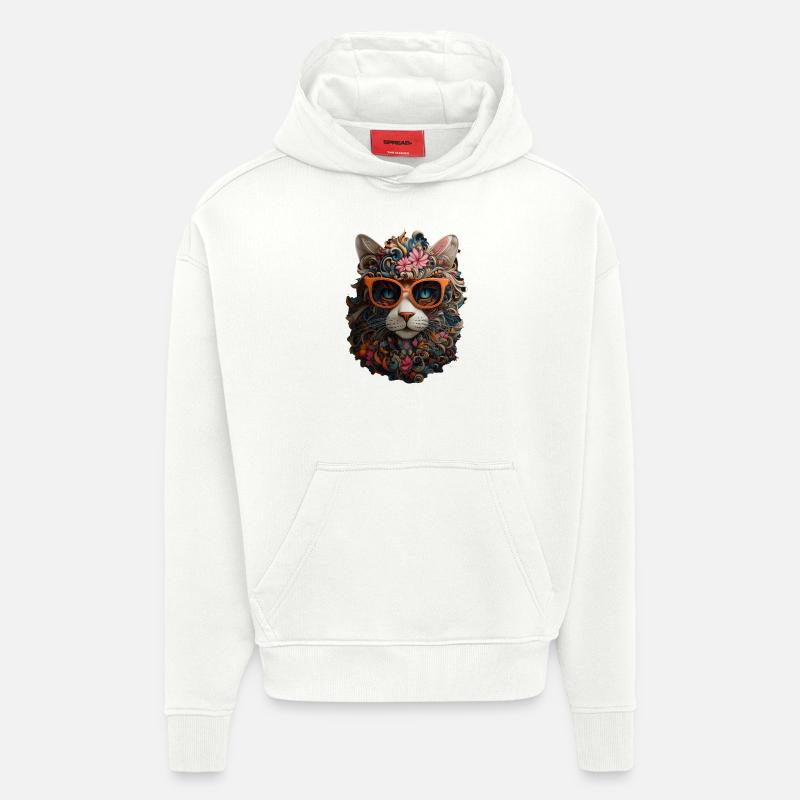 Chat - Sweat à capuche bio épais oversize fabriqué en UE - OFF WHITE