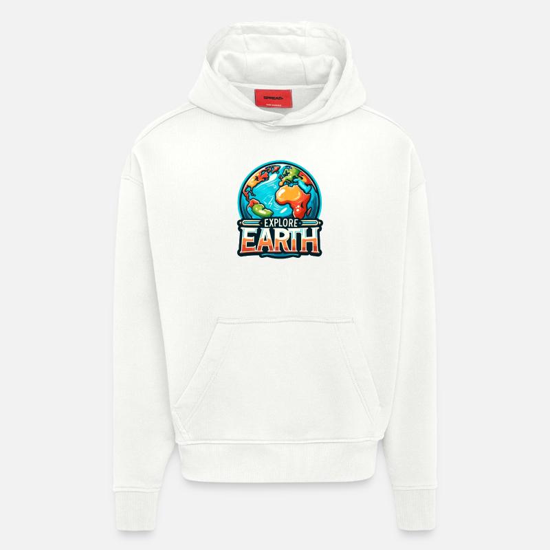 Explore Earth - Erde Illustration - Hoodie- made by SPREAD  - OFF WHITE