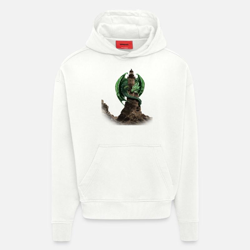 dragon lighthouse by customstyle - Sweat à capuche bio épais oversize fabriqué en UE - OFF WHITE
