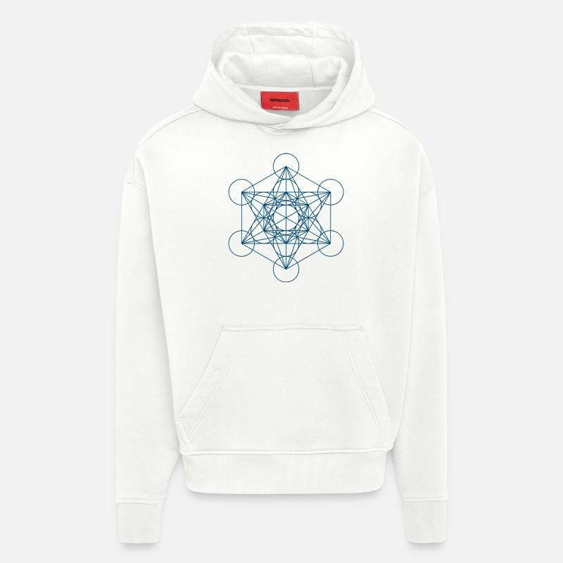 Le cube de Metatron - bleu - Sweat à capuche bio épais oversize fabriqué en UE - OFF WHITE