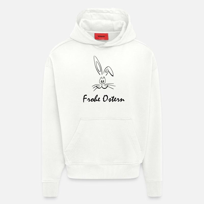 Joyeuses Pâques - Sweat à capuche bio épais oversize fabriqué en UE - OFF WHITE