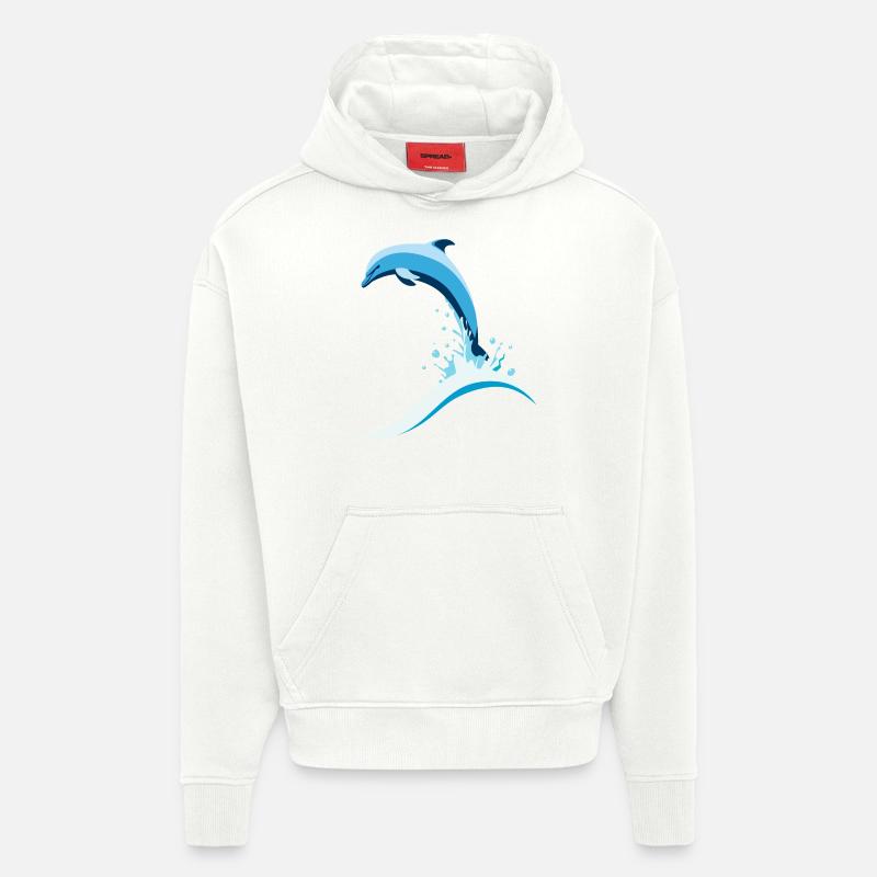 Dauphin sauteur - Sweat à capuche bio épais oversize fabriqué en UE - OFF WHITE