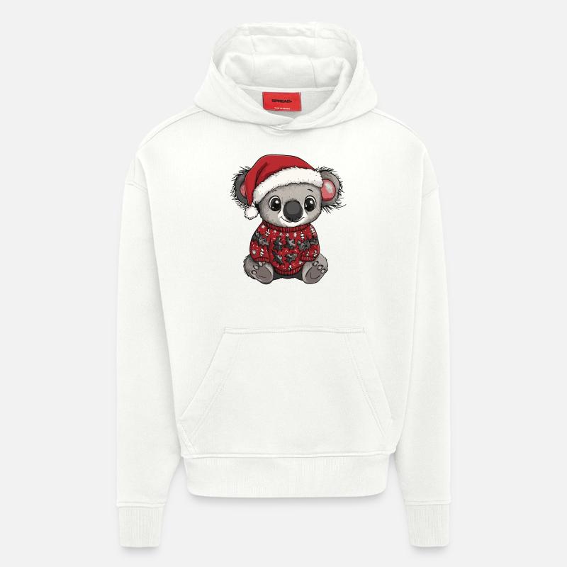 Noël Koala - Sweat à capuche bio épais oversize fabriqué en UE - OFF WHITE