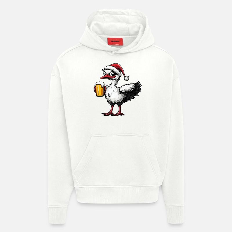 Bouquet Bière de Noël - Sweat à capuche bio épais oversize fabriqué en UE - OFF WHITE