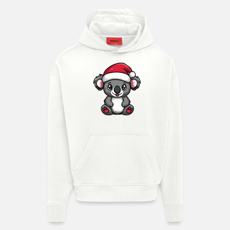 Koala Noël mignon - Sweat à capuche bio épais oversize fabriqué en UE - OFF WHITE