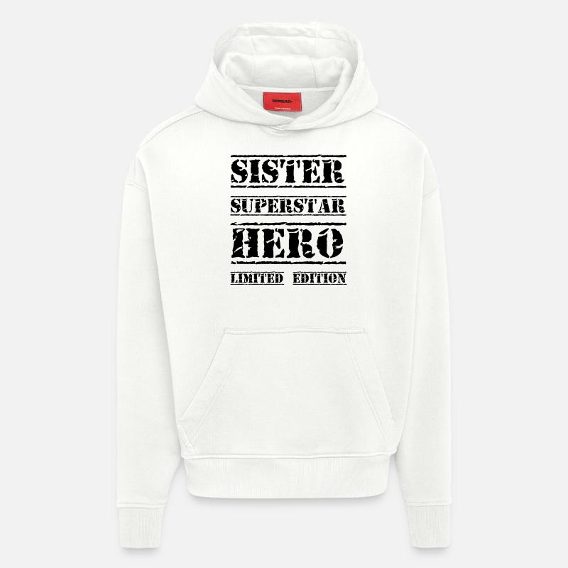 Meilleure sœur étoile dire - Sweat à capuche bio épais oversize fabriqué en UE - OFF WHITE