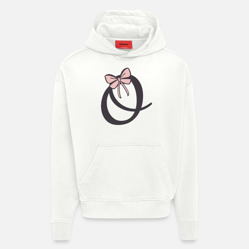 Lettre initiale O Ruban - Sweat à capuche bio épais oversize fabriqué en UE - OFF WHITE
