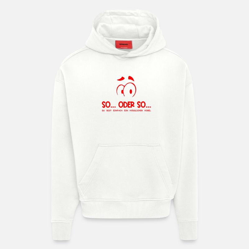 So...Oder So: Hässlicher Vogel - Rot - Hoodie- made by SPREAD  - OFF WHITE