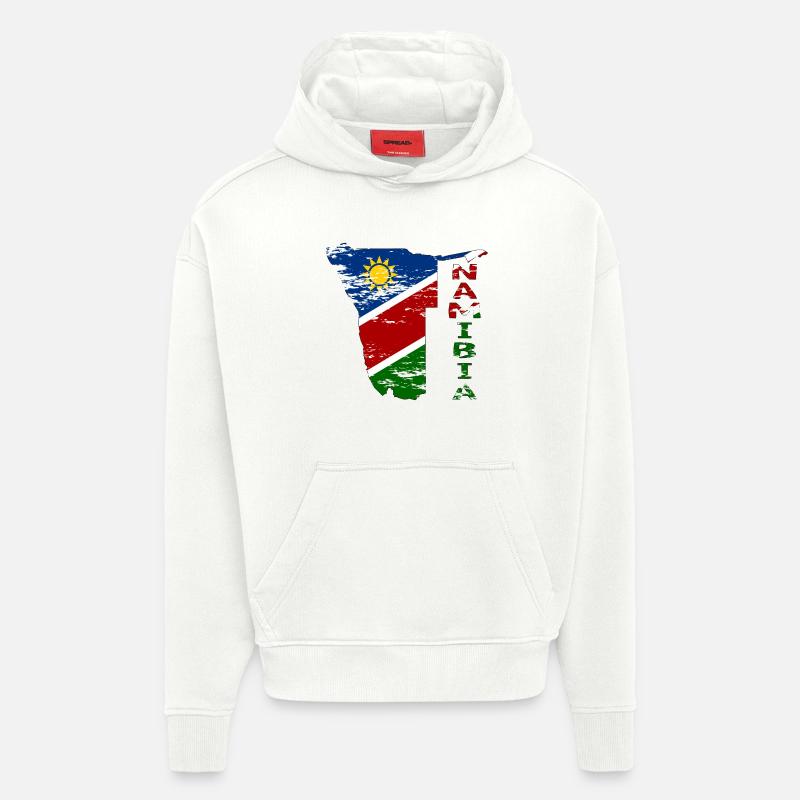 Namibie Carte Drapeau utilisé - Sweat à capuche bio épais oversize fabriqué en UE - OFF WHITE
