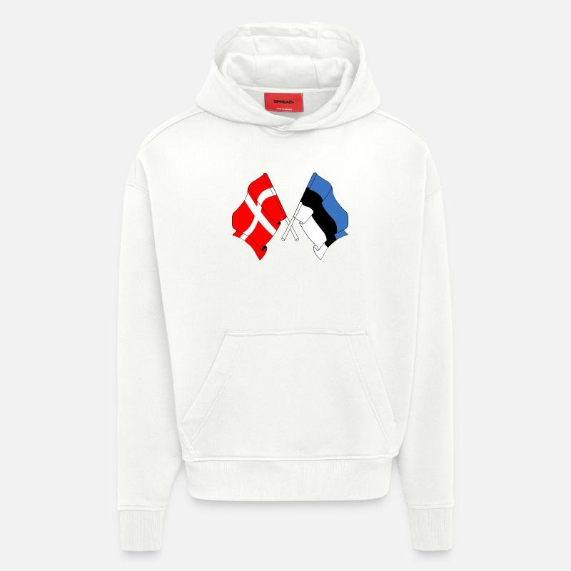 Drapeau Danemark drapeau Estonie - Sweat à capuche bio épais oversize fabriqué en UE - OFF WHITE