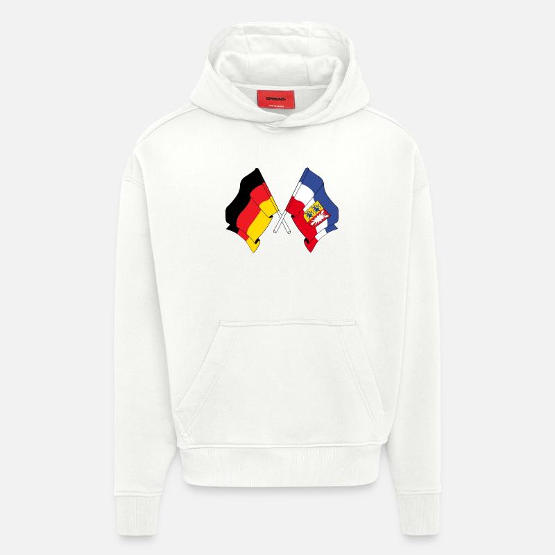 Drapeau de l’Allemagne, Schleswig Holstein - Sweat à capuche bio épais oversize fabriqué en UE - OFF WHITE