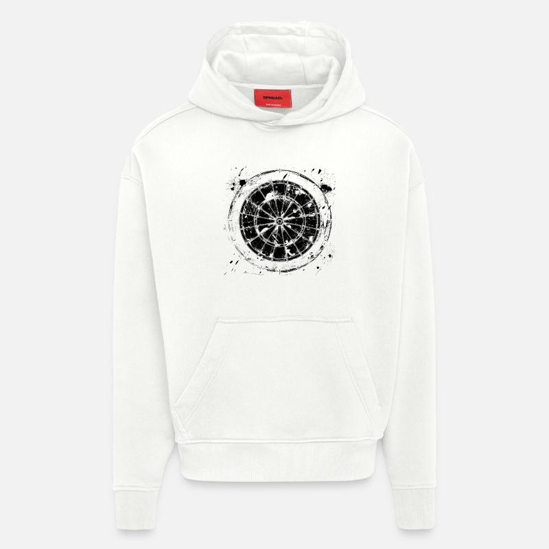 Dessin de jeu de fléchettes - Sweat à capuche bio épais oversize fabriqué en UE - OFF WHITE