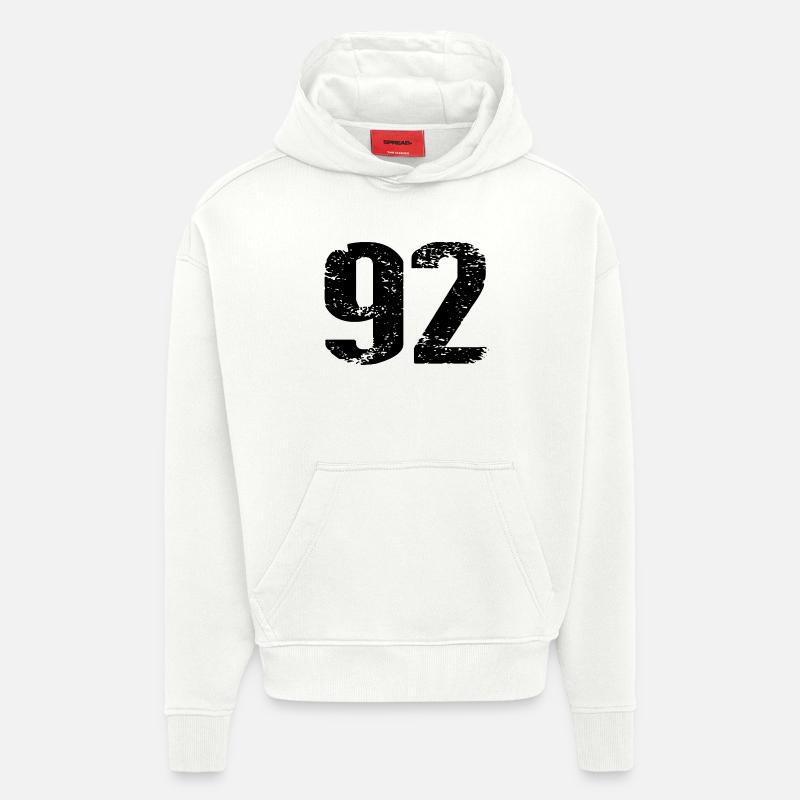 Maillot à numéros 92 - Sweat à capuche bio épais oversize fabriqué en UE - OFF WHITE