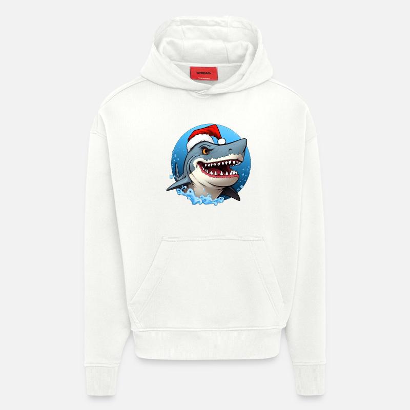 Weihnachtsmann Hai - Hoodie- made by SPREAD  - OFF WHITE