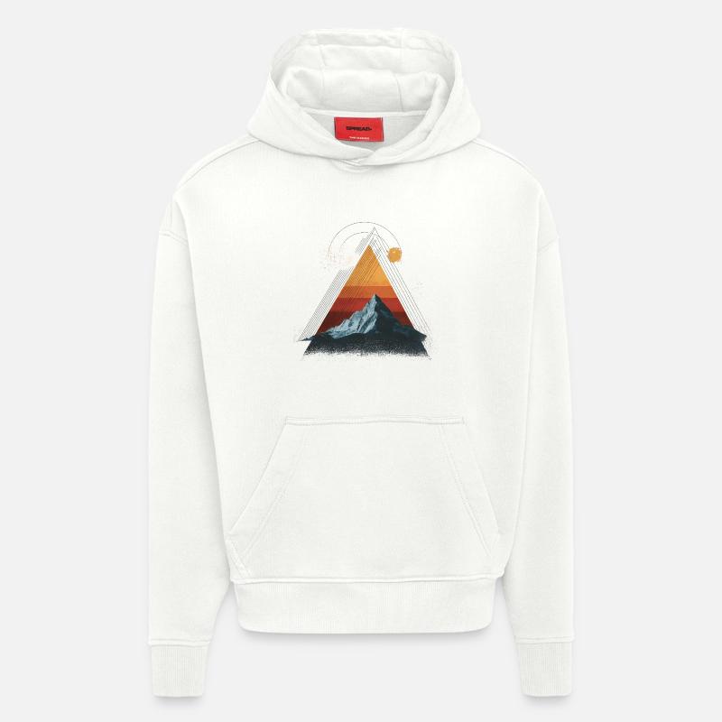 Mountain in Retro Triangle – Geometric Design - Hoodie- made by SPREAD - OFF WHITE