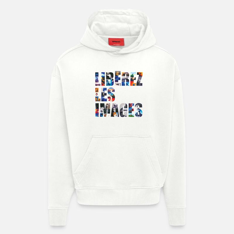 LIBÉREZ LES IMAGE - let's talk - Sweat à capuche bio épais oversize fabriqué en UE - OFF WHITE