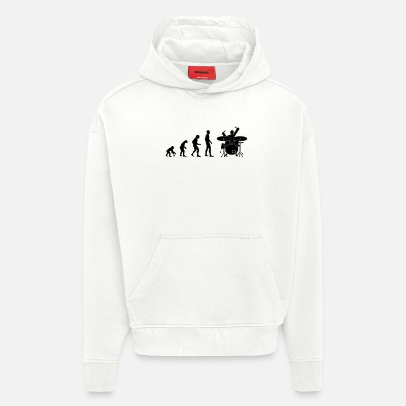 drummer evolution - Sweat à capuche bio épais oversize fabriqué en UE - OFF WHITE
