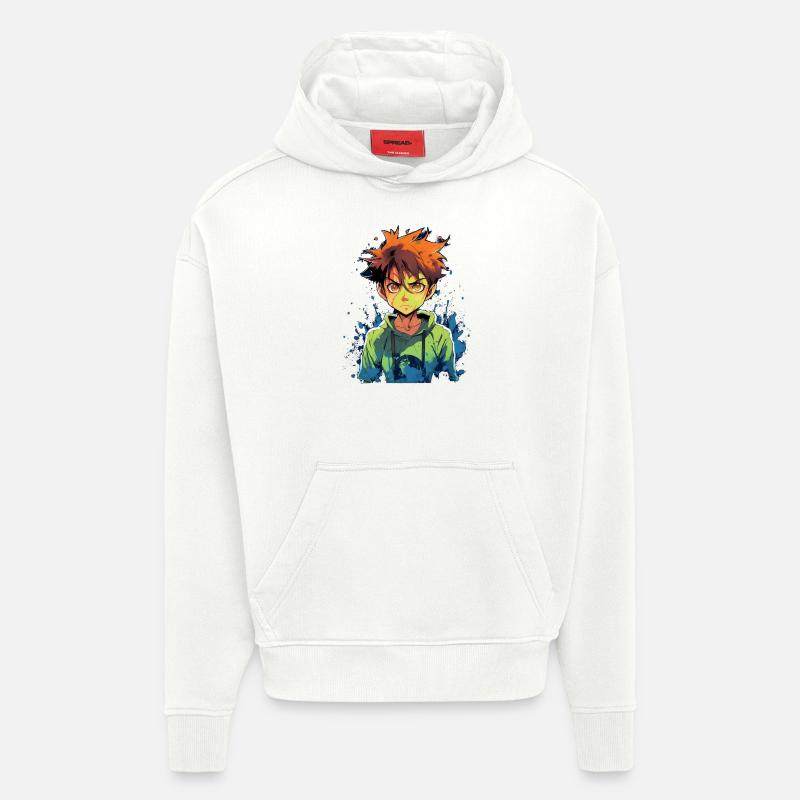 Garçon d’anime - Sweat à capuche bio épais oversize fabriqué en UE - OFF WHITE