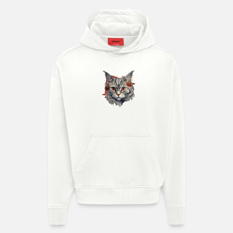 Chat - Sweat à capuche bio épais oversize fabriqué en UE - OFF WHITE