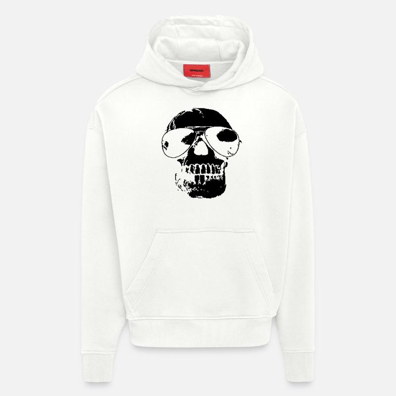 Cool Skull - Sweat à capuche bio épais oversize fabriqué en UE - OFF WHITE