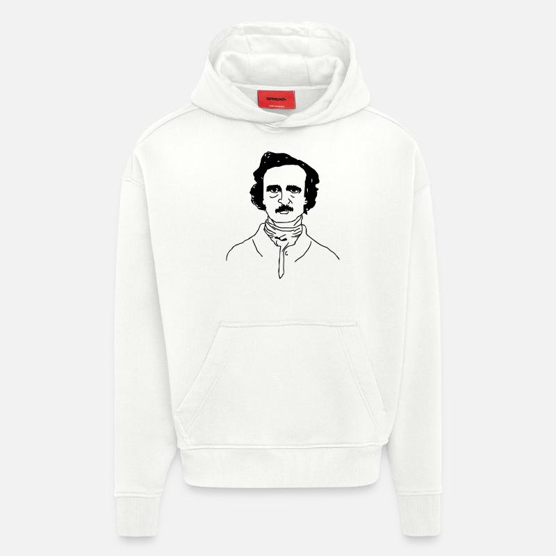 Edgar Allan Poe - Sweat à capuche bio épais oversize fabriqué en UE - OFF WHITE