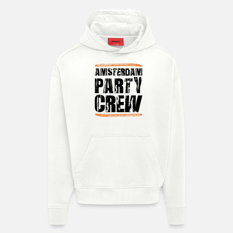 Équipe de fête d’Amsterdam - Sweat à capuche bio épais oversize fabriqué en UE - OFF WHITE