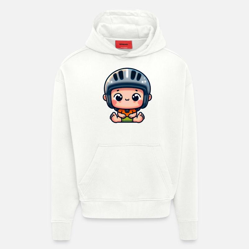 Bébé Casque - bebe avec casquette - Sweat à capuche bio épais oversize fabriqué en UE - OFF WHITE