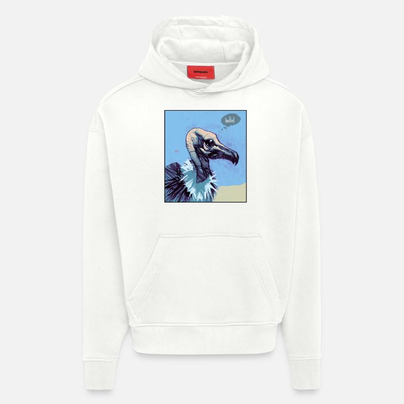 Vautour dans le désert - Sweat à capuche bio épais oversize fabriqué en UE - OFF WHITE