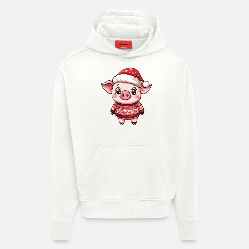 Schwein Weihnachten Comic - Hoodie- made by SPREAD - OFF WHITE