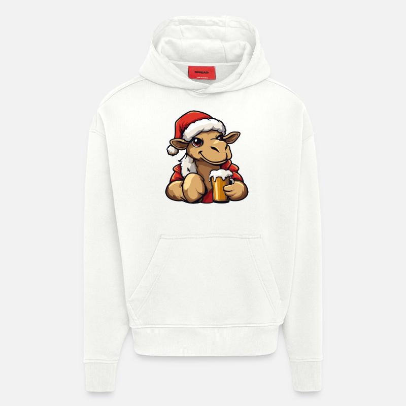 Bière de Noël Camel - Sweat à capuche bio épais oversize fabriqué en UE - OFF WHITE