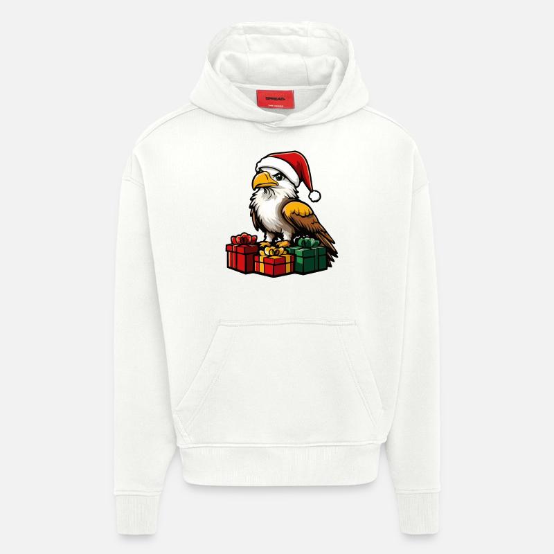 Cadeaux de Noël Eagle - Sweat à capuche bio épais oversize fabriqué en UE - OFF WHITE