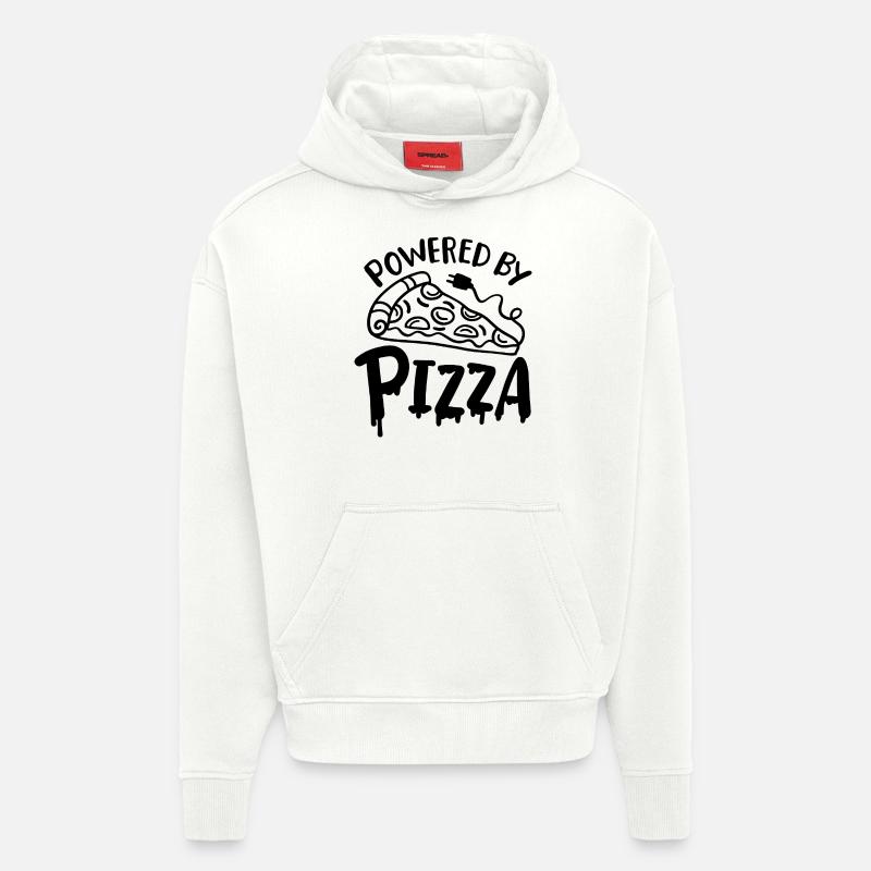 Propulsé par la pizza - Sweat à capuche bio épais oversize fabriqué en UE - OFF WHITE