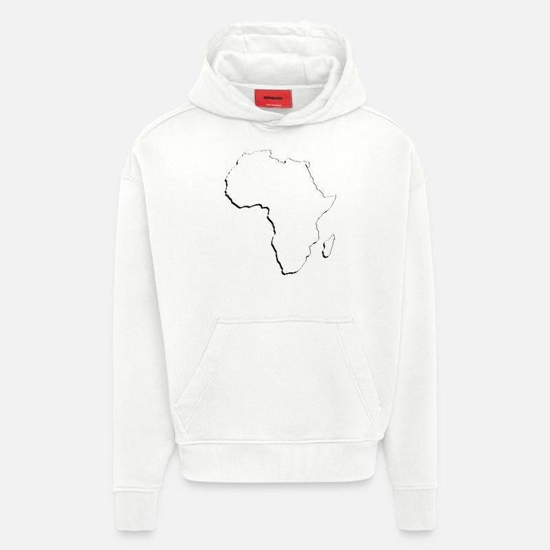 Carte de l’Afrique comme plan - Sweat à capuche bio épais oversize fabriqué en UE - OFF WHITE
