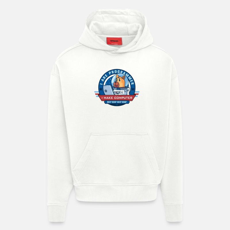 Je suis programmeur - Sweat à capuche bio épais oversize fabriqué en UE - OFF WHITE