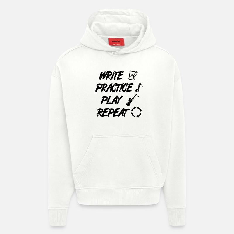 Writing, practicing, playing, repeating - Hoodie- made by SPREAD  - OFF WHITE