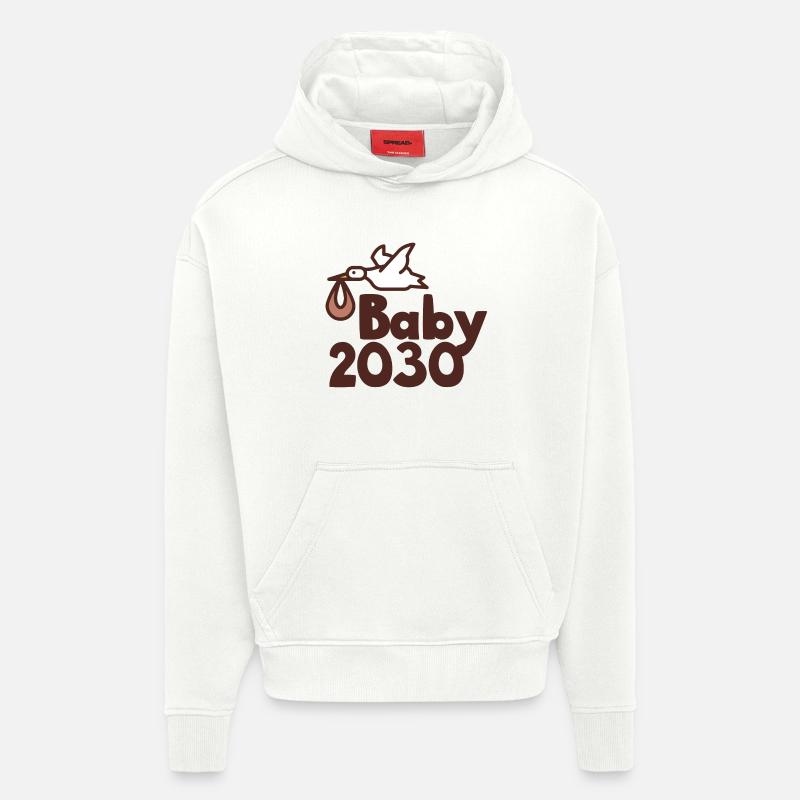 Bébé cigogne 2030 - Sweat à capuche bio épais oversize fabriqué en UE - OFF WHITE