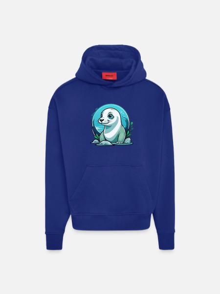 Junge Robbe auf Entdeckertour - Hoodie- made by SPREAD - OFF WHITE