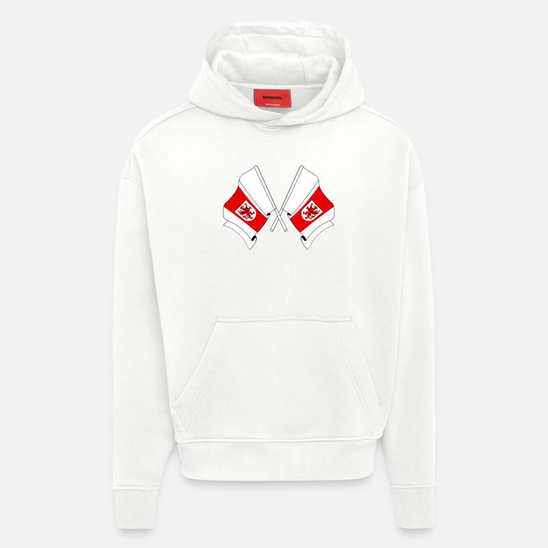Deux drapeaux de Poméranie occidentale - Sweat à capuche bio épais oversize fabriqué en UE - OFF WHITE