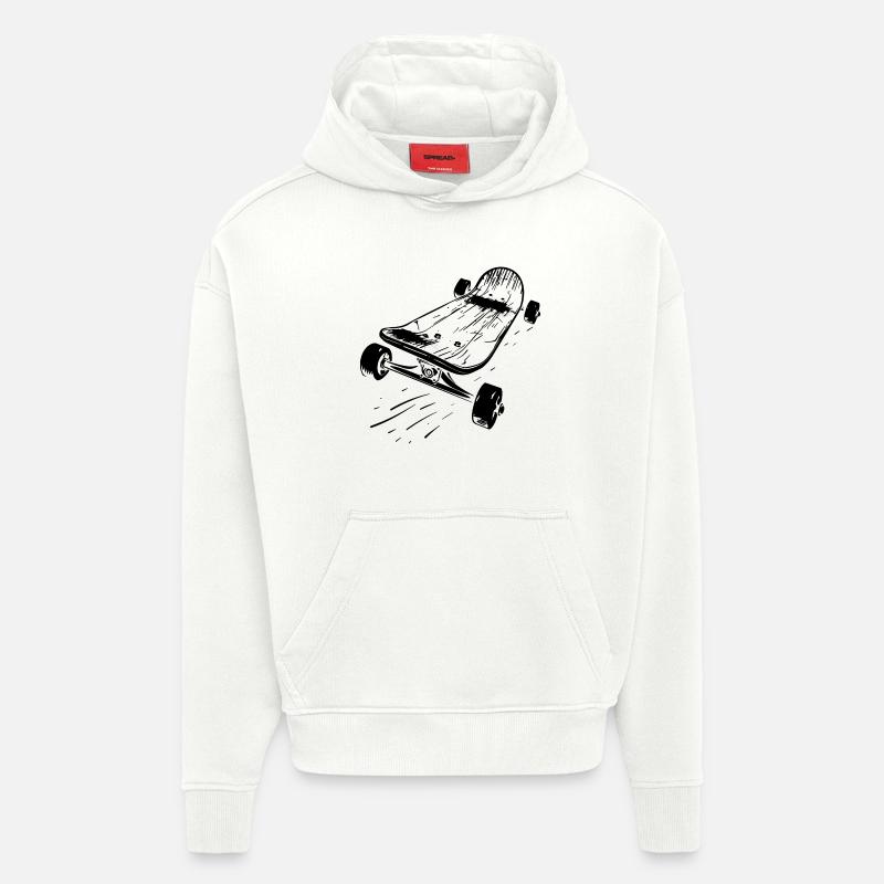 Skateboard - Sweat à capuche bio épais oversize fabriqué en UE - OFF WHITE