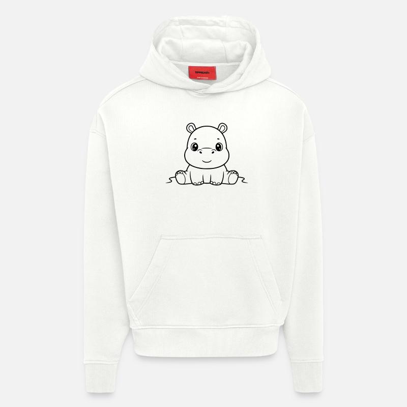 Süßes Baby Nilpferd Comic Outline - Hoodie- made by SPREAD  - OFF WHITE
