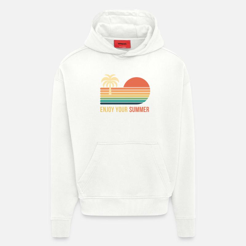 Sunset Retro Palm Tree - Hoodie- made by SPREAD  - OFF WHITE