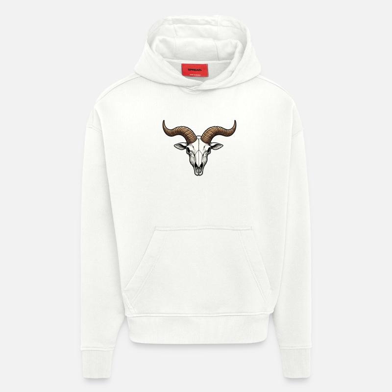 Trophée Skull - Sweat à capuche bio épais oversize fabriqué en UE - OFF WHITE